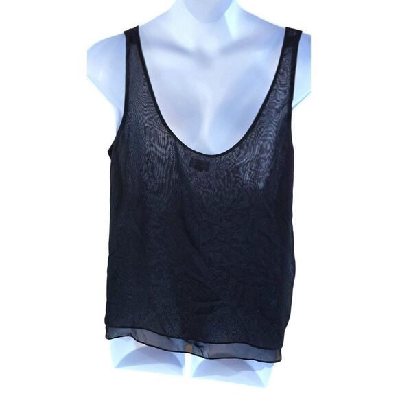 Old Navy Double Layer Chiffon Tank Black Sheer whimsygoth chic glam elegant - Picture 3 of 7